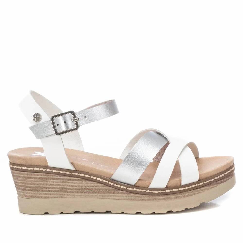 NEW XTI women's wedge strappy sandals in white